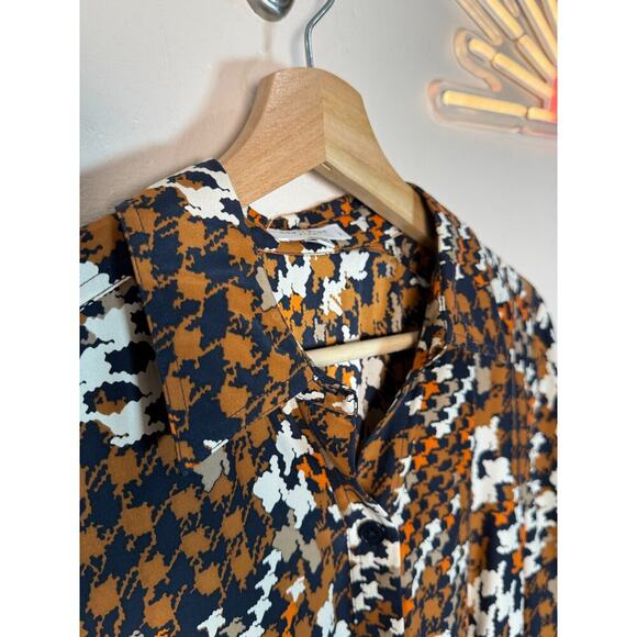 Equipment Relle Silk Shirtdress 2 Luxury Houndstooth Academia Modest Business - Picture 7 of 16